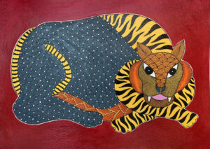 A3 size Gond art paiinting by Santu Tekam