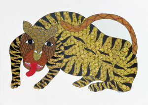 A3 size Gond art paiinting by Santu Tekam