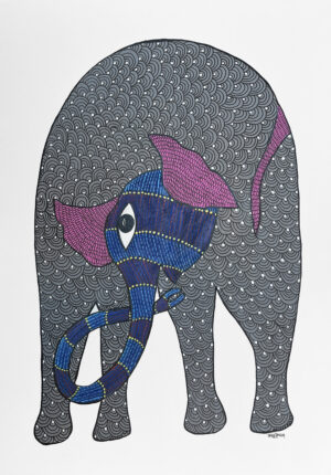 A3 size Gond art paiinting by Santu Tekam